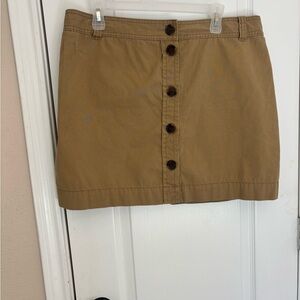 J. Crew Brown Button-Front Mini Skirt size 14